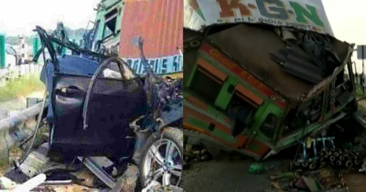 भयानक सड़क हादसा: एक्सप्रेस-वे पर BMW और कंटेनर की भीषण टक्कर, कार सवार 4 लोगों की दर्दनाक मौत