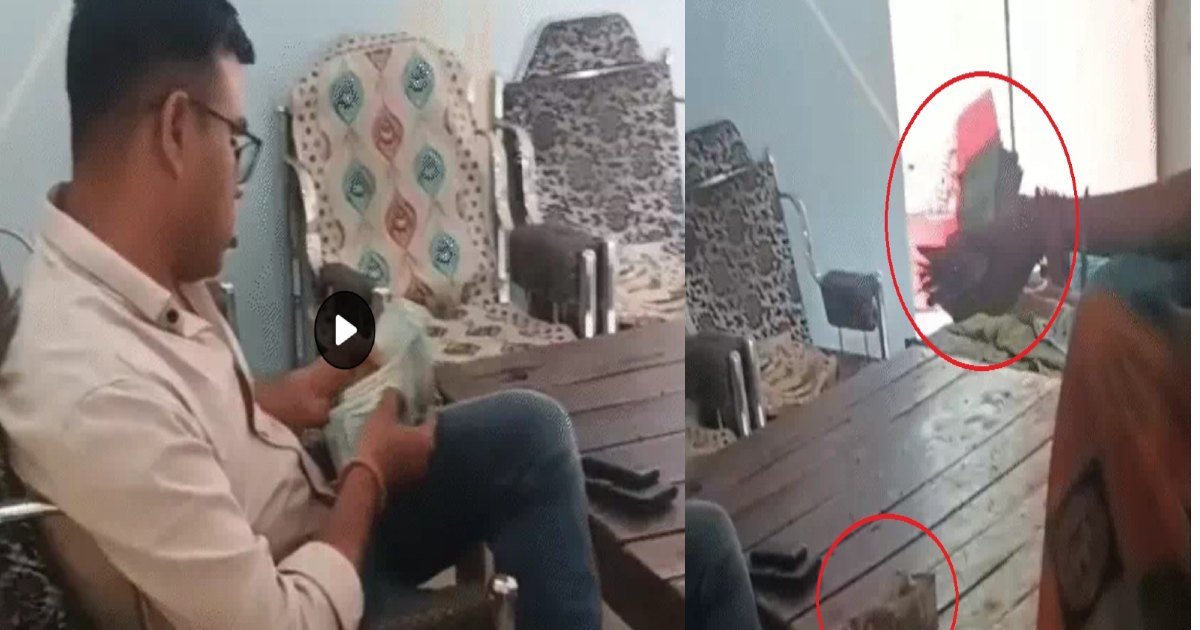 रिश्वत लेते पुलिसकर्मी का Video वायरल, केस में फंसाने की धमकी देकर 2 लाख, गहने गिरवी रख कर दी 1.05 लाख घूस