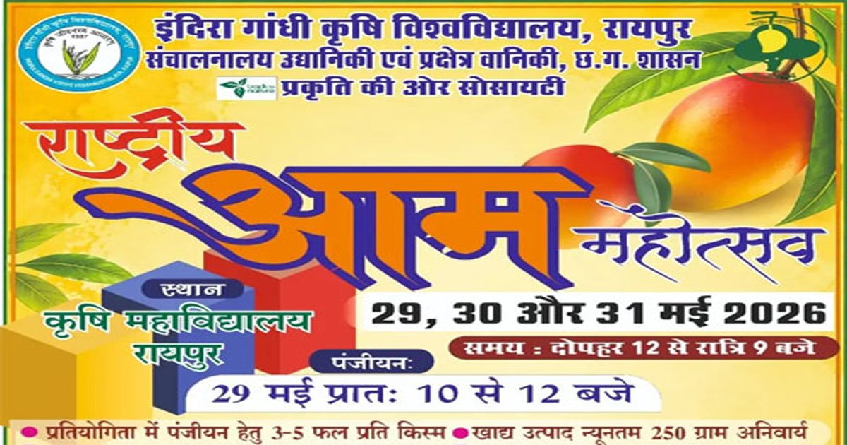 कृषि विवि में तीन दिवसीय राष्ट्रीय आम महोत्सव कल से, 250 से अधिक किस्मों का किया जाएगा प्रदर्शन