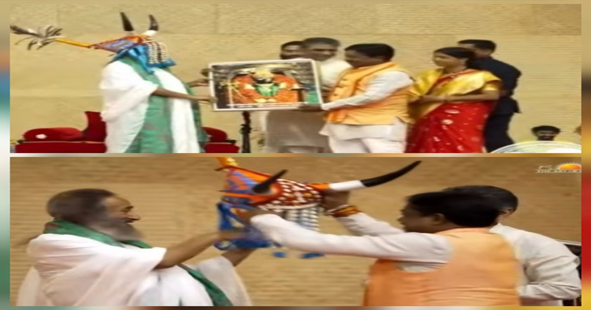 बस्तर सांसद ने आध्यात्मिक गुरु श्रीश्री रविशंकर से की भेंट, गौर मुकुट से किया अभिनंदन