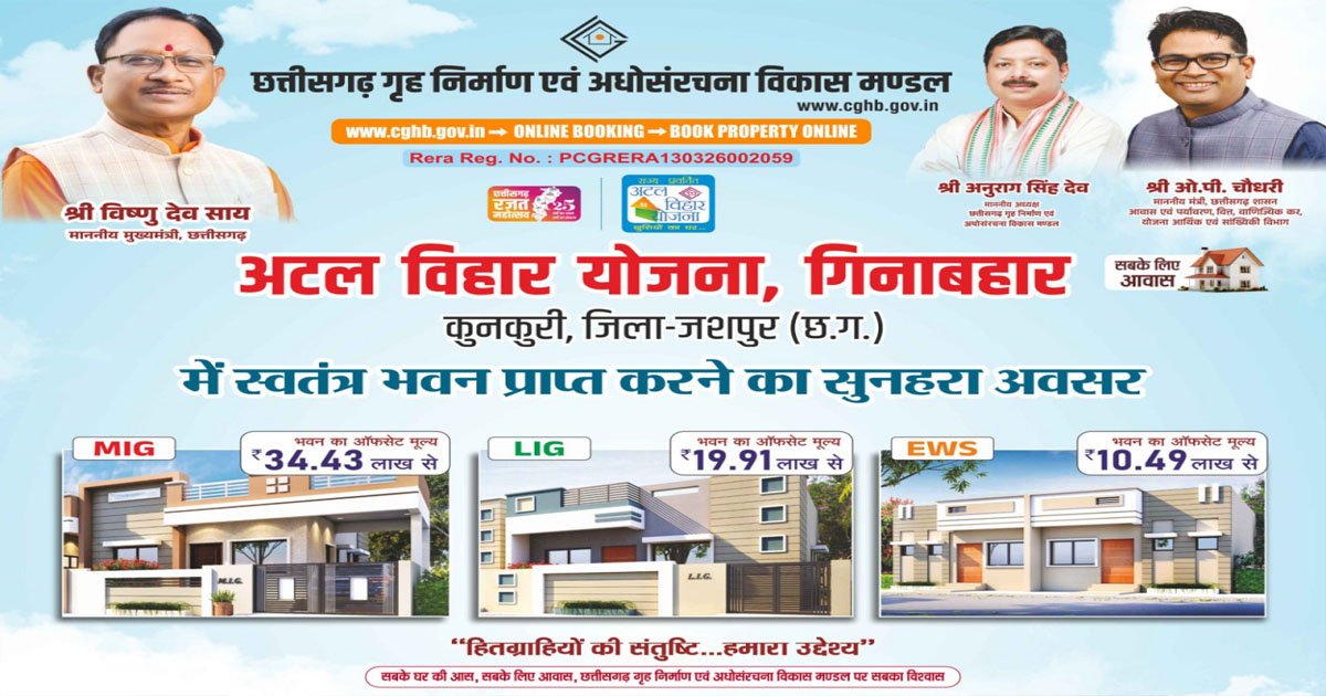 कुनकुरी को मिलेगी पहली आधुनिक आवासीय कॉलोनी, अटल विहार योजना के तहत 97 आवासों का होगा निर्माण