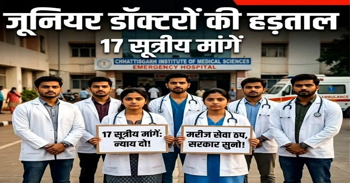 छत्तीसगढ़ के जूनियर डॉक्टर्स ने किया हड़ताल का ऐलान, प्रदेशभर के अस्पतालों में लटकेगा ताला! जानिए क्या है मांगे?