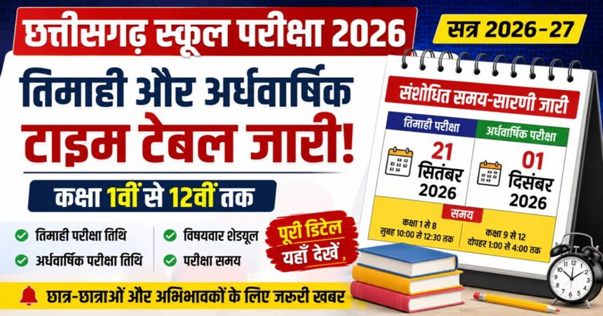 ब्रेकिंग : तिमाही-अर्धवार्षिक परीक्षा का टाइम टेबल जारी, डीपीआई ने जारी की संशोधित समय सारणी, जानिए कब से है एग्जाम…..